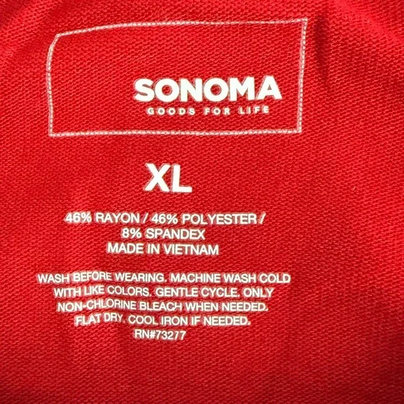 SONOMA Women XL Red Crew Neck Split‎ Hem Top Casual Minimalist Holiday Normcore - Picture 3 of 5